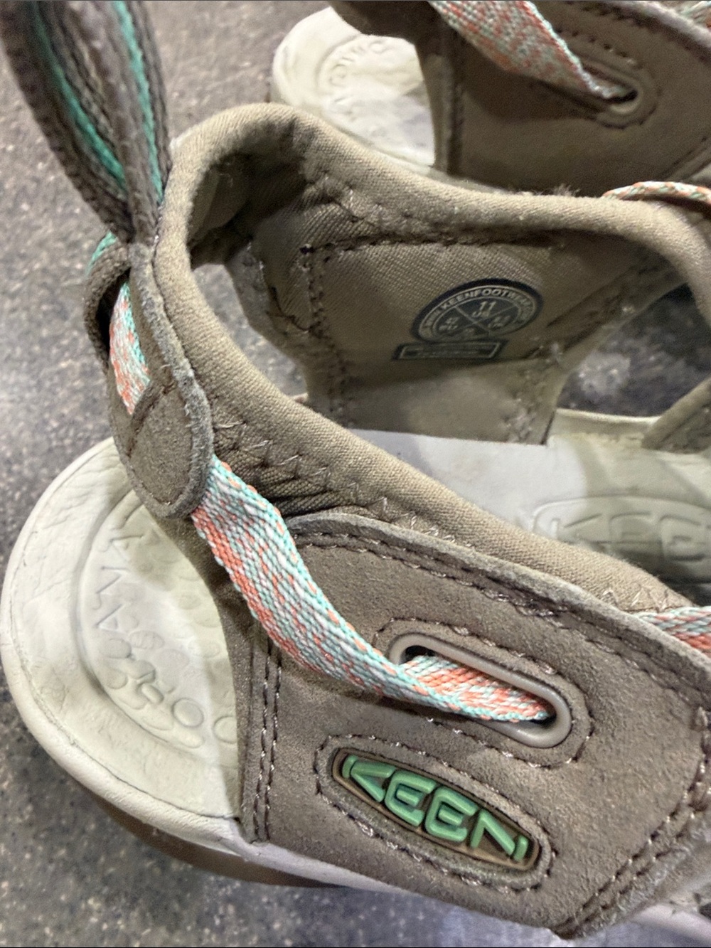 KEEN Women's astoria west hiking Sandals in Taupe with Coral Accents - Picture 4 of 12